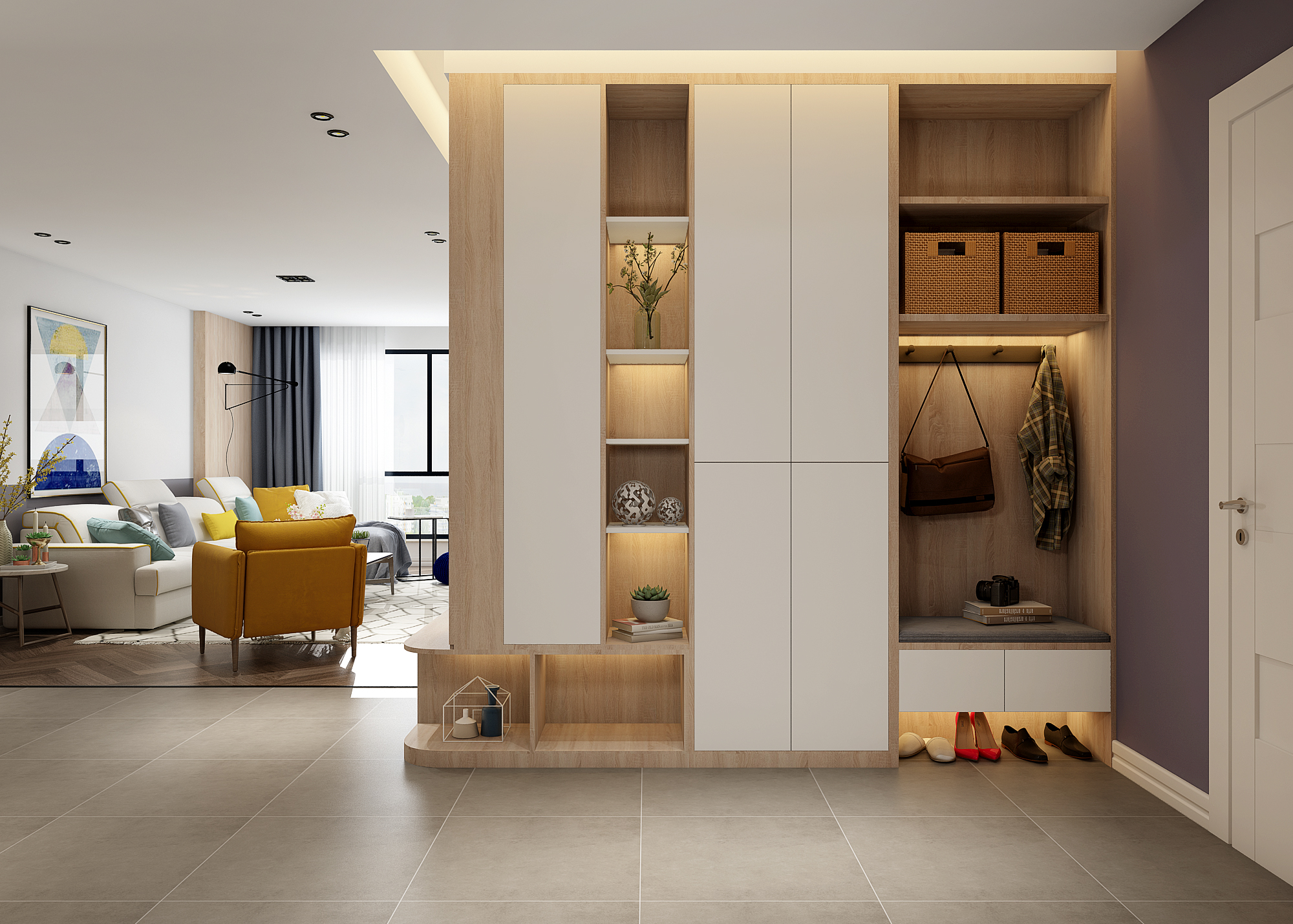 玄关只放鞋柜太亏了，2019年流行这样的玄关柜。23款）